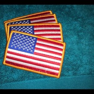 4 each USA flags embroidered iron on 3.5”x2.25”